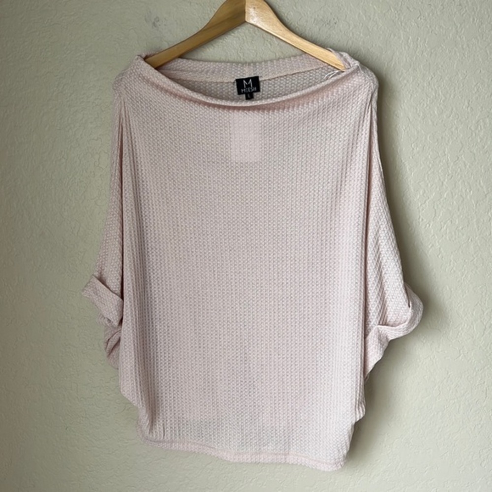 Meesh waffle knit boat neck tee NWT